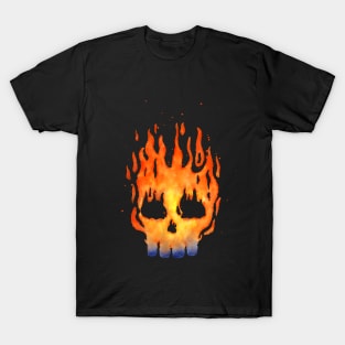 Fire Skull watercolor T-Shirt